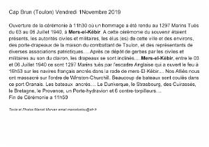 2019 11 01 CEREMONIE DU 1 ER NOVEMBRE CAP BRUN - MERS EL KEBIR